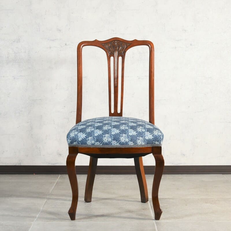 座面高さ約４４５センチウィリアムモリスクリサンティマム川島織物張替え　椅子アンティーク貴重な布地張替え